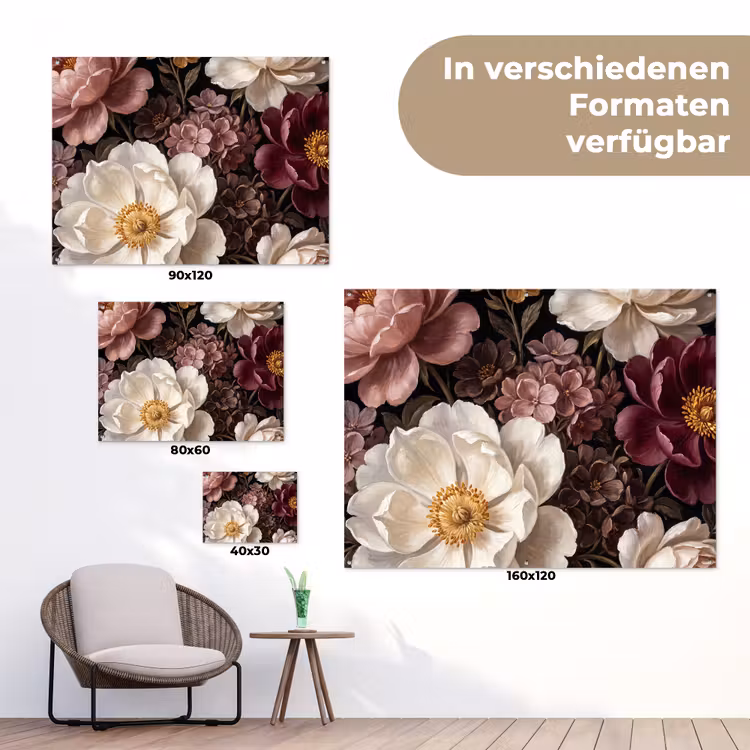 Bloemen - Boeket - Klassiek - Donker - Rood tuinposter los doek klein -Xsfeer9_DE