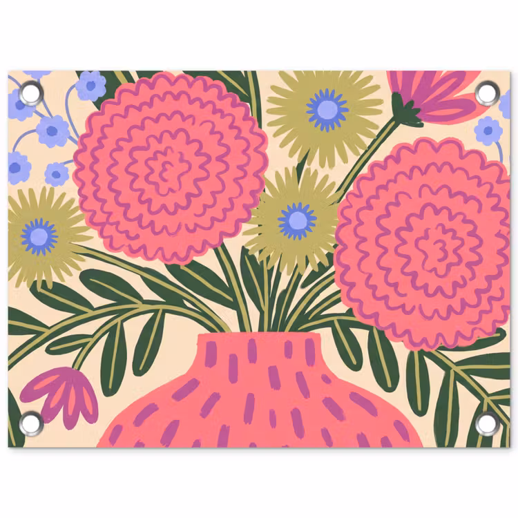 Bloemen - Boeket - Natuur - Abstract - Roze tuinposter los doek klein -3d