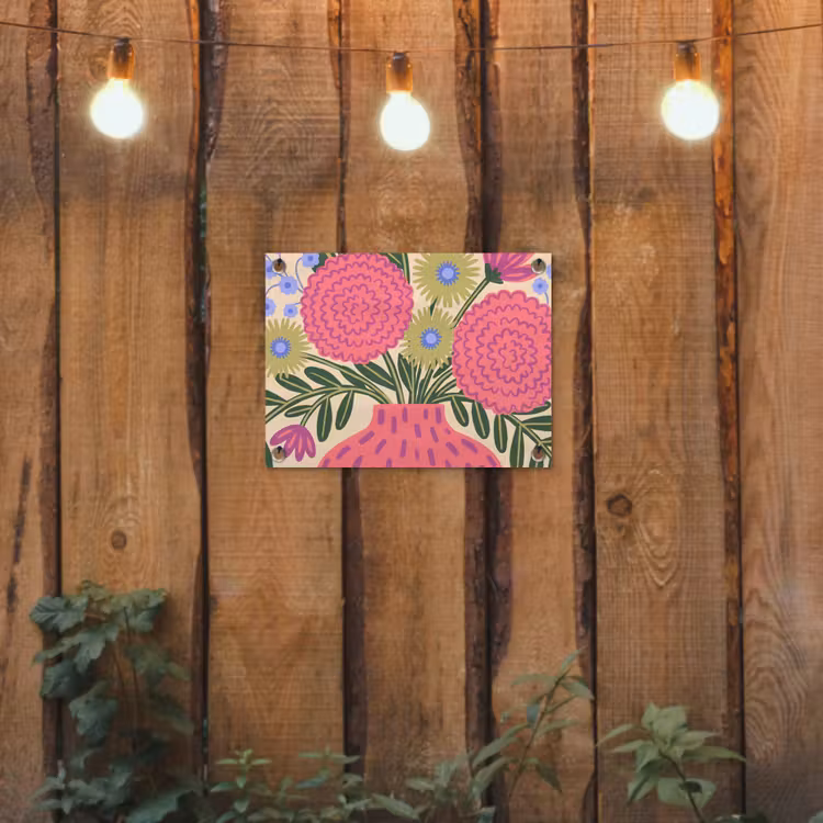 Bloemen - Boeket - Natuur - Abstract - Roze tuinposter los doek klein -sfeer1