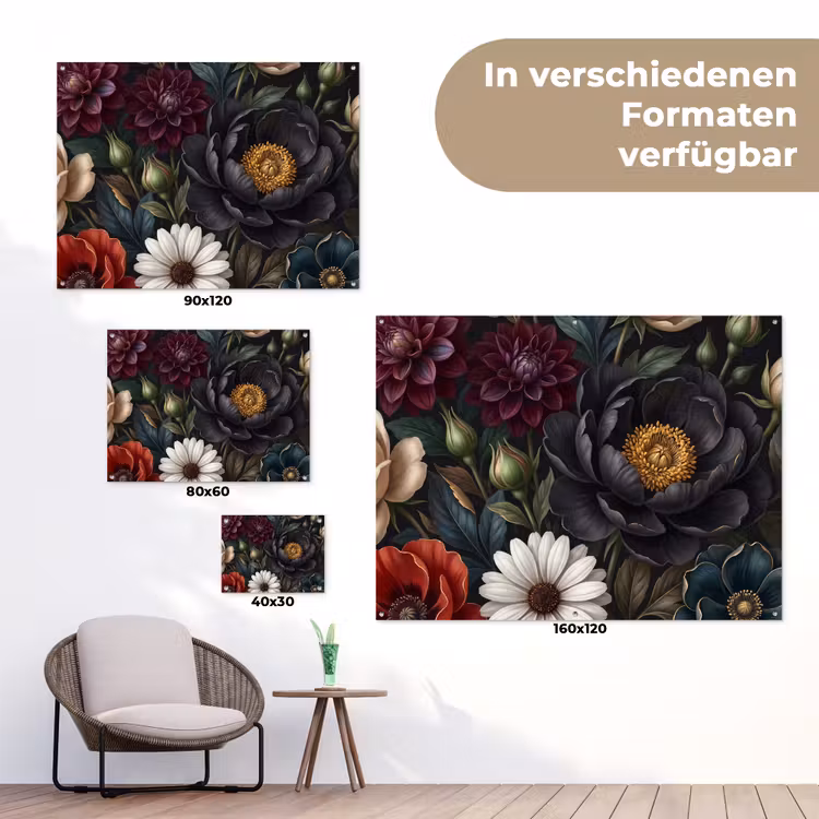 Bloemen - Boeket - Natuur - Klassiek - Weelderig tuinposter los doek klein -Xsfeer9_DE