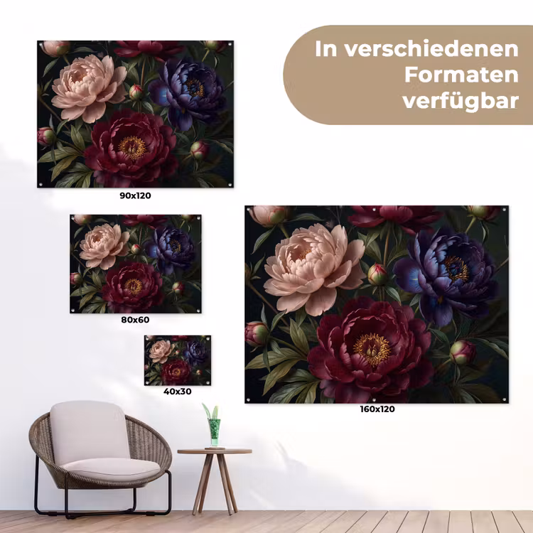 Bloemen - Boeket - Natuur - Modern - Donker tuinposter los doek klein -Xsfeer9_DE