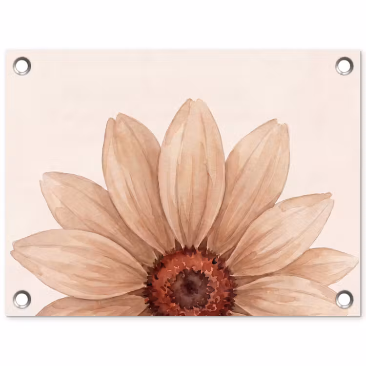 Bloemen - Bloemblad - Natuur - Aquarel - Beige tuinposter los doek klein -3d