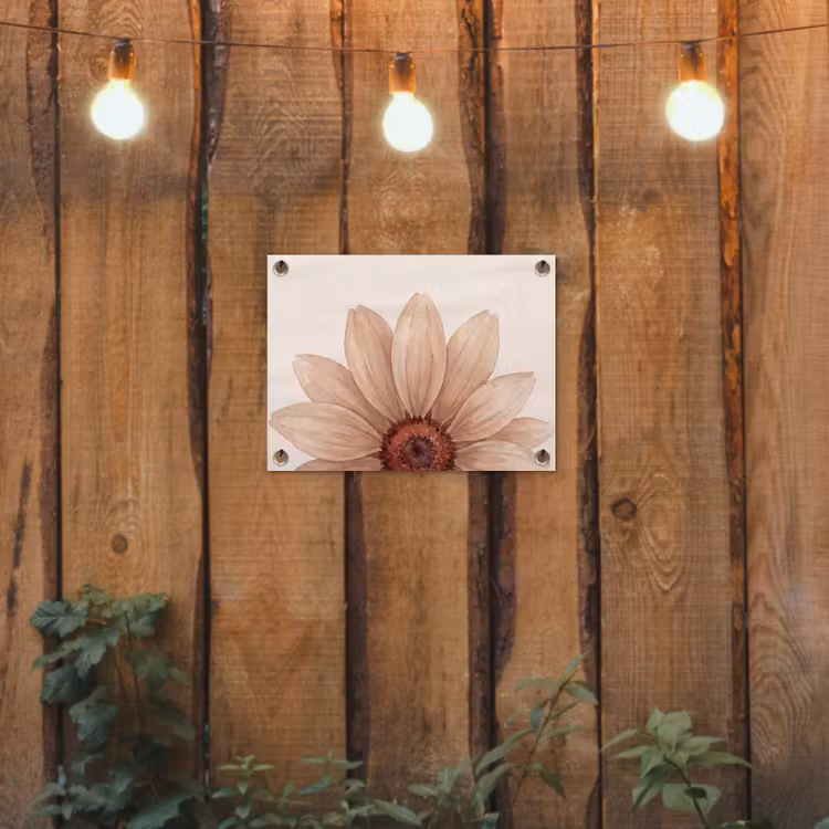 Bloemen - Bloemblad - Natuur - Aquarel - Beige tuinposter los doek klein -sfeer1