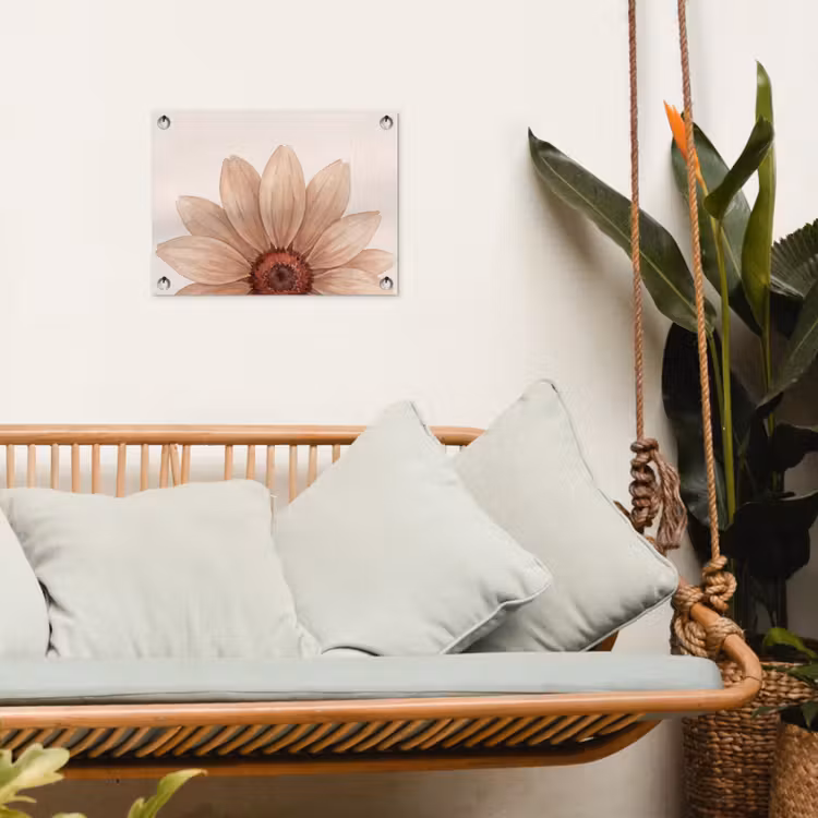 Bloemen - Bloemblad - Natuur - Aquarel - Beige tuinposter los doek klein -sfeer7