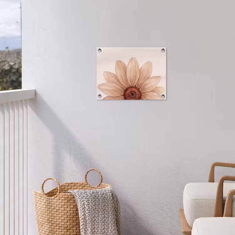 Bloemen - Bloemblad - Natuur - Aquarel - Beige tuinposter los doek klein -sfeer8