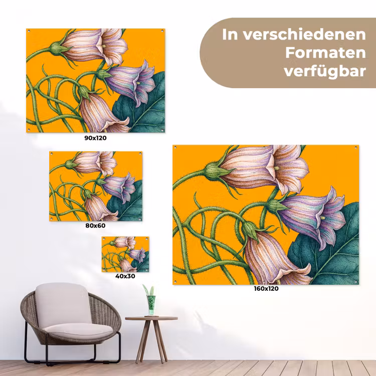 Gartenposter - Blumen – Botanik – Gelb - Bloemen - Botanisch - Geel tuinposter los doek klein