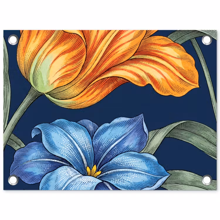 Gartenposter - Blumen – Botanik – Muster - Bloemen - Botanisch - Patroon tuinposter los doek klein