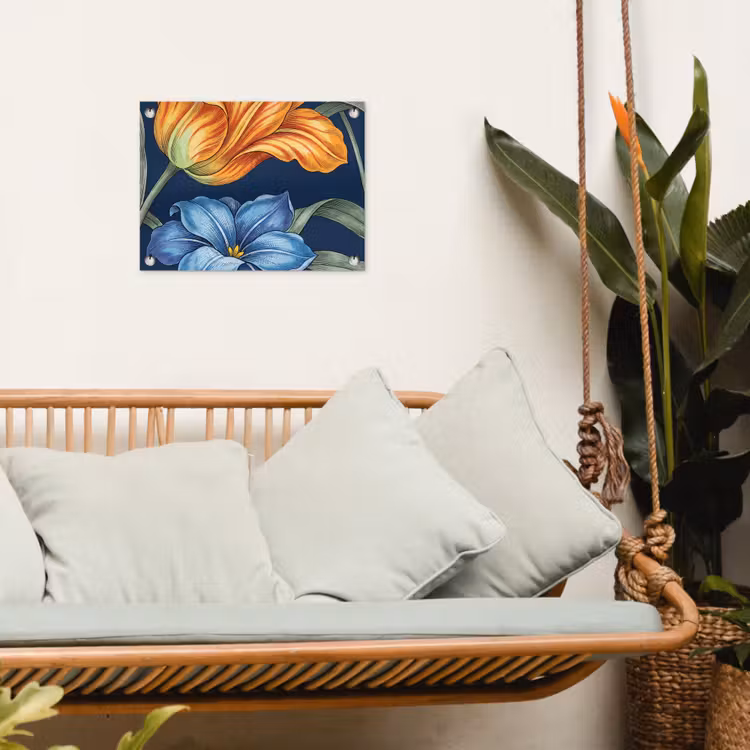 Gartenposter - Blumen – Botanik – Muster - Bloemen - Botanisch - Patroon tuinposter los doek klein