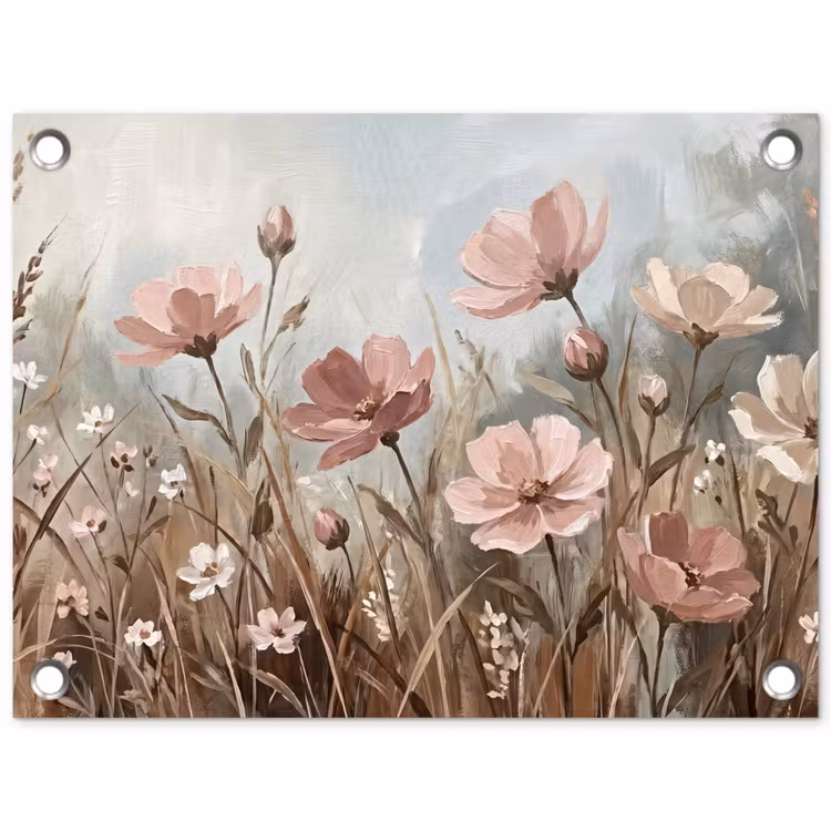 Bloemen - Botanisch - Schilderij - Pastel - Rustiek tuinposter los doek klein -3d