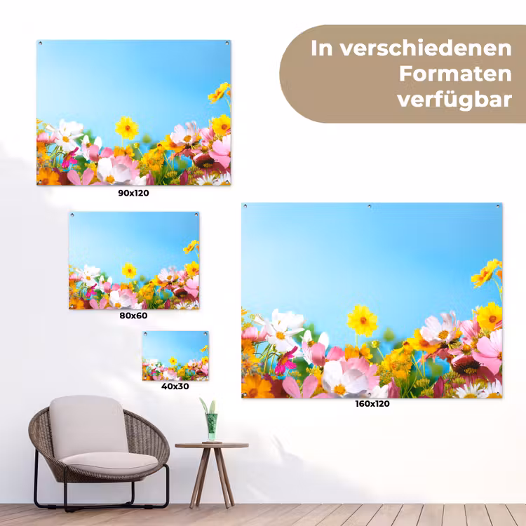 Bloemen - Kleurrijk - Blauw - Natuur tuinposter los doek klein -Xsfeer9_DE