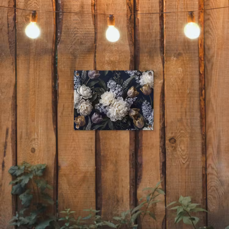 Bloemen - Donker - Elegant - Natuur - Wit tuinposter los doek klein -sfeer1
