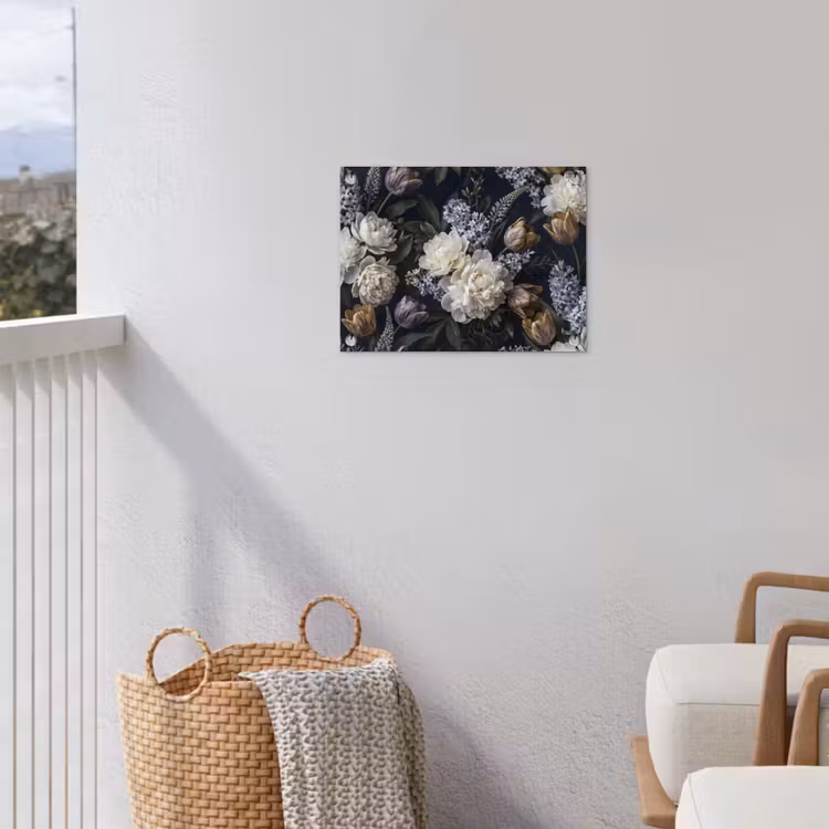 Bloemen - Donker - Elegant - Natuur - Wit tuinposter los doek klein -sfeer8