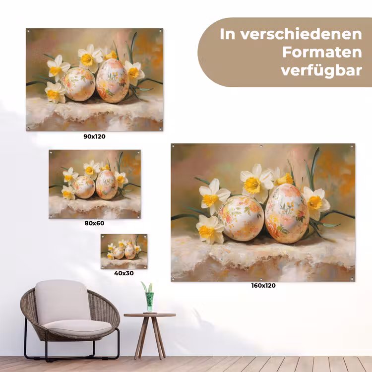 Bloemen - Eieren - Geschilderd tuinposter los doek klein -Xsfeer9_DE