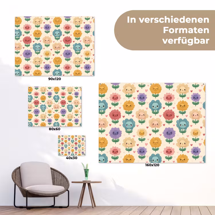 Bloemen - Hartjes - Kleurrijk tuinposter los doek klein 239 -Xsfeer9_DE