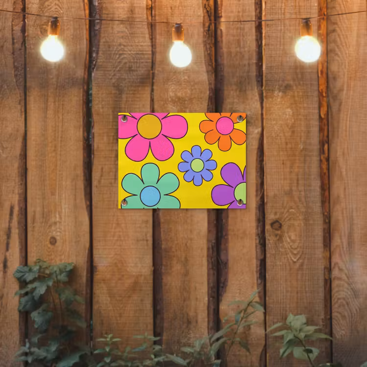 Bloemen - Illustratie - Kleurrijk tuinposter los doek klein -sfeer1