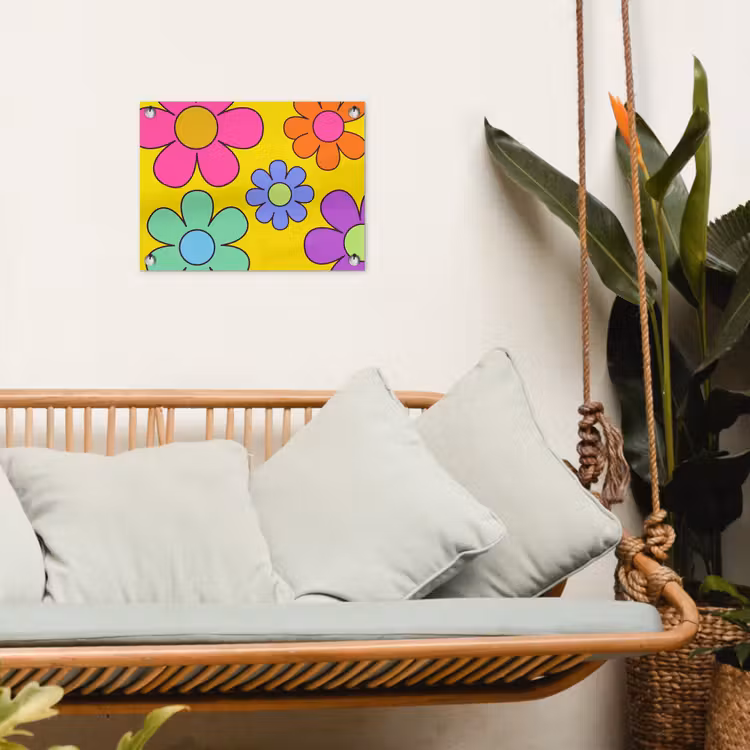 Bloemen - Illustratie - Kleurrijk tuinposter los doek klein -sfeer7