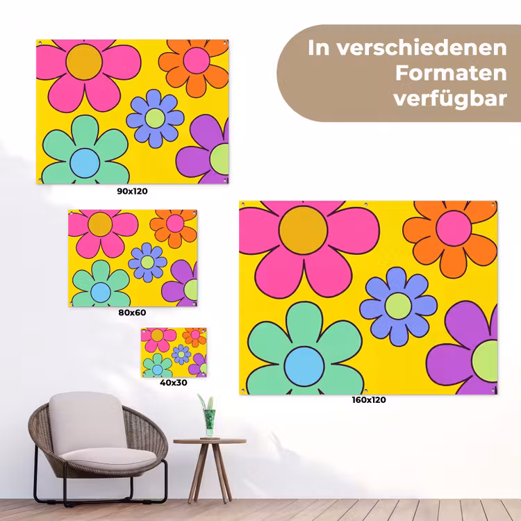 Bloemen - Illustratie - Kleurrijk tuinposter los doek klein -Xsfeer9_DE