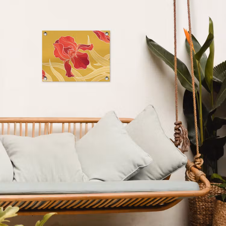 Gartenposter - Blumen – Illustration – Rot - Bloemen - Illustratie - Rood tuinposter los doek klein