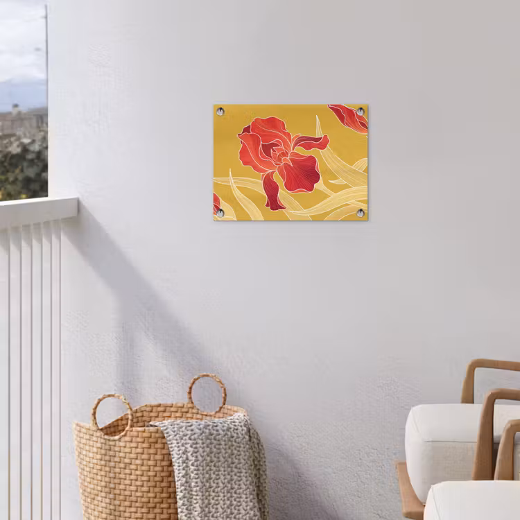 Gartenposter - Blumen – Illustration – Rot - Bloemen - Illustratie - Rood tuinposter los doek klein