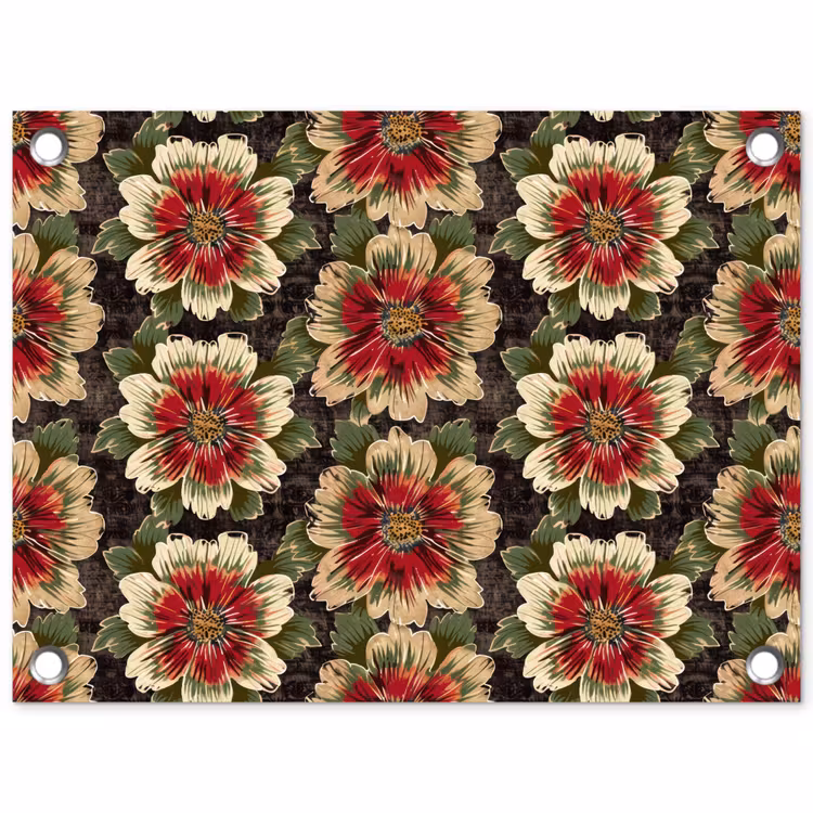 Bloemen - Klassiek - Patroon - Rood tuinposter los doek klein 239 -3d