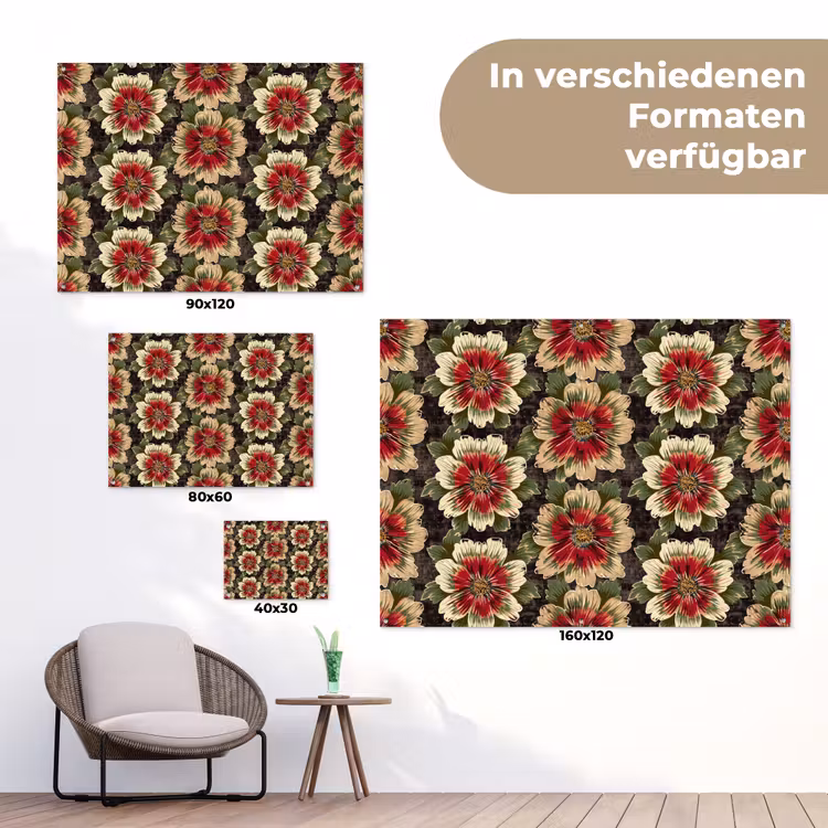 Bloemen - Klassiek - Patroon - Rood tuinposter los doek klein 239 -Xsfeer9_DE