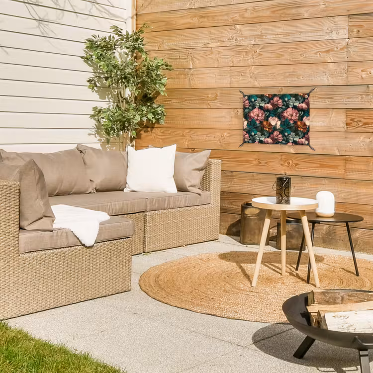 Bloemen - Schilderachtig - Patroon - Roze tuinposter los doek klein 239 -sfeer4
