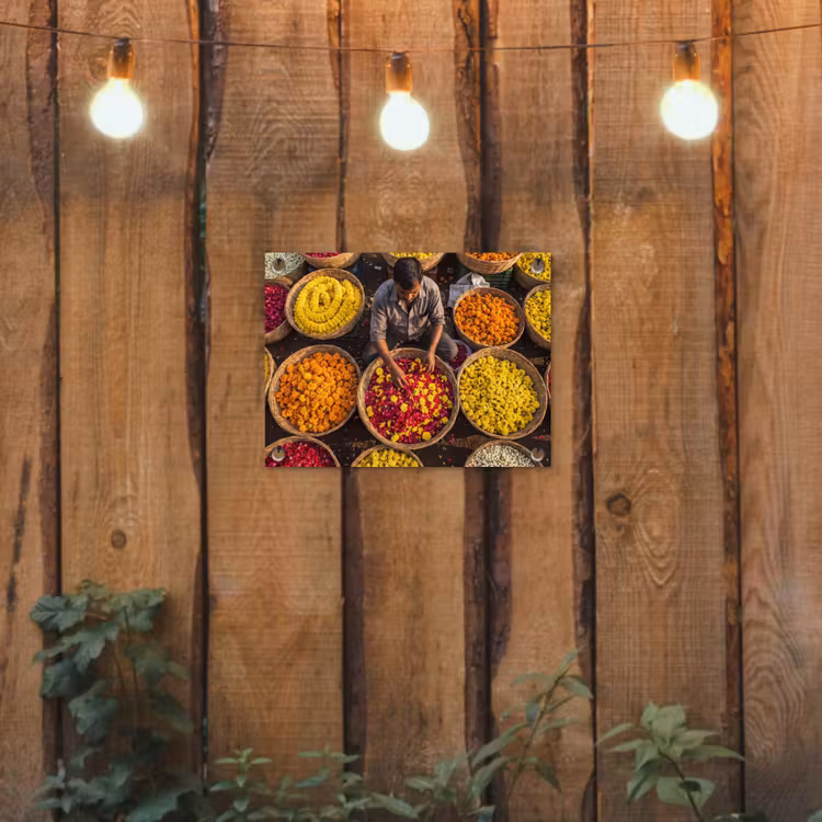 Gartenposter - Blumen – Markt – Bunt - Bloemen - Markt - Kleurrijk tuinposter los doek klein