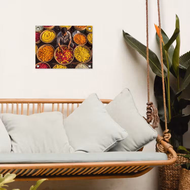 Gartenposter - Blumen – Markt – Bunt - Bloemen - Markt - Kleurrijk tuinposter los doek klein