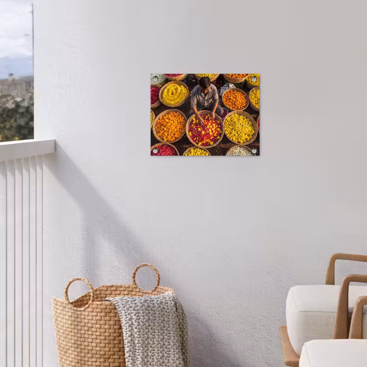 Gartenposter - Blumen – Markt – Bunt - Bloemen - Markt - Kleurrijk tuinposter los doek klein