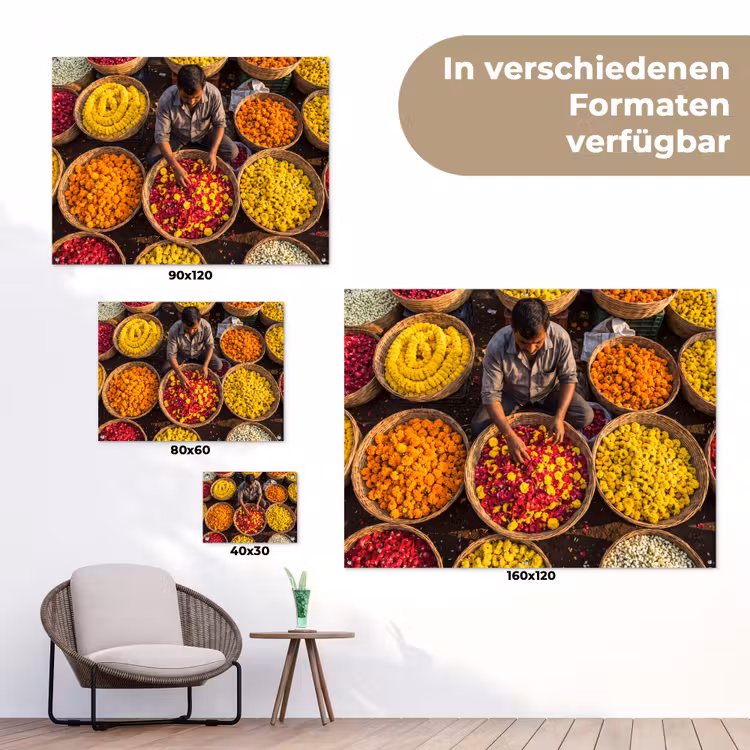 Gartenposter - Blumen – Markt – Bunt - Bloemen - Markt - Kleurrijk tuinposter los doek klein