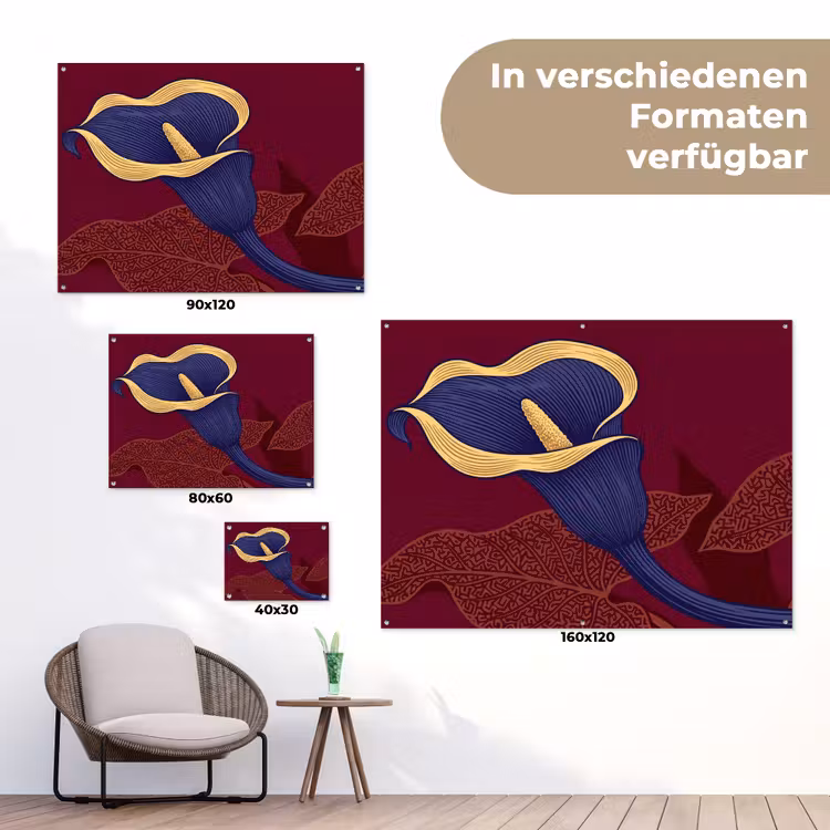 Gartenposter - Blumen – Modern – Lila - Bloemen - Modern - Paars tuinposter los doek klein