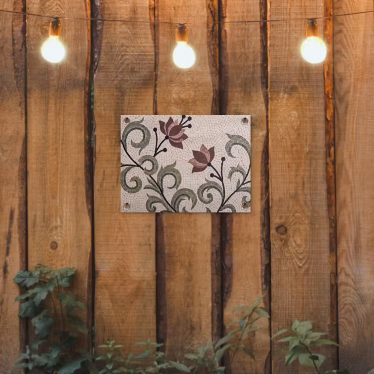Bloemen - Mozaïek - Patroon - Abstract - Groen tuinposter los doek klein -sfeer1