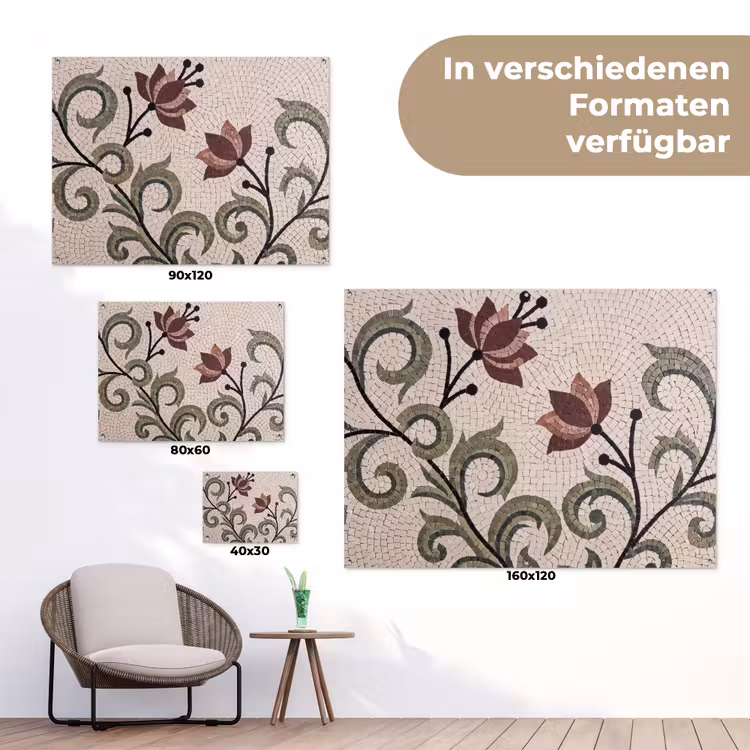 Bloemen - Mozaïek - Patroon - Abstract - Groen tuinposter los doek klein -Xsfeer9_DE