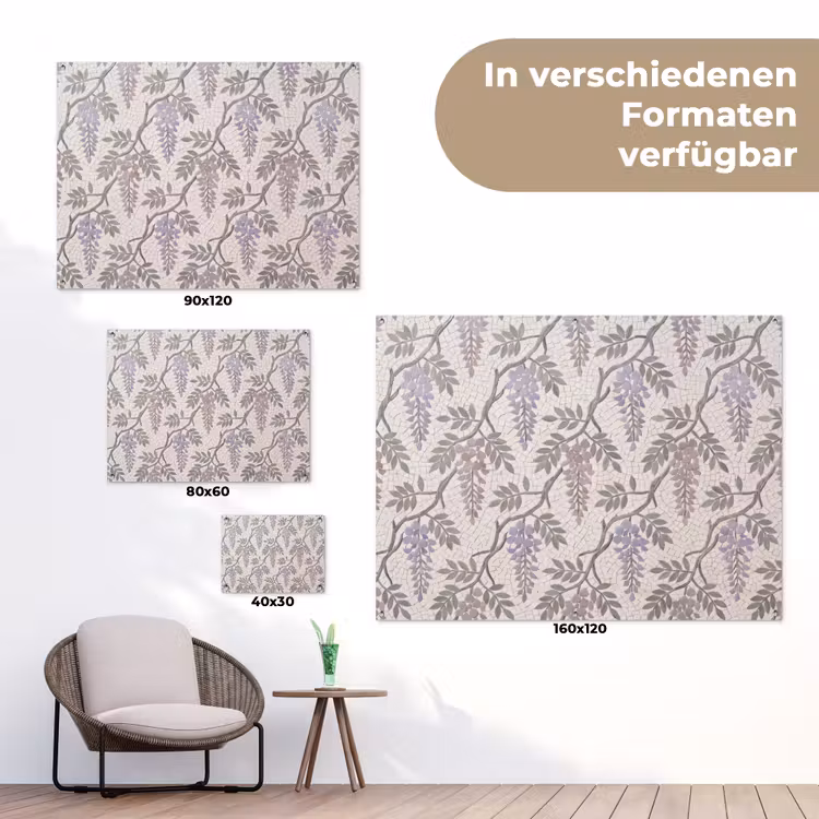 Bloemen - Mozaïek - Natuur - Patroon - Paars tuinposter los doek klein -Xsfeer9_DE