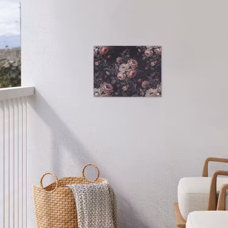 Bloemen - Patroon - Sierlijk - Roze - Donker tuinposter los doek klein -sfeer8