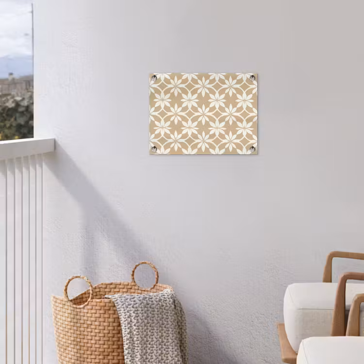 Bloemen - Patroon - Beige tuinposter los doek klein 239 -sfeer8