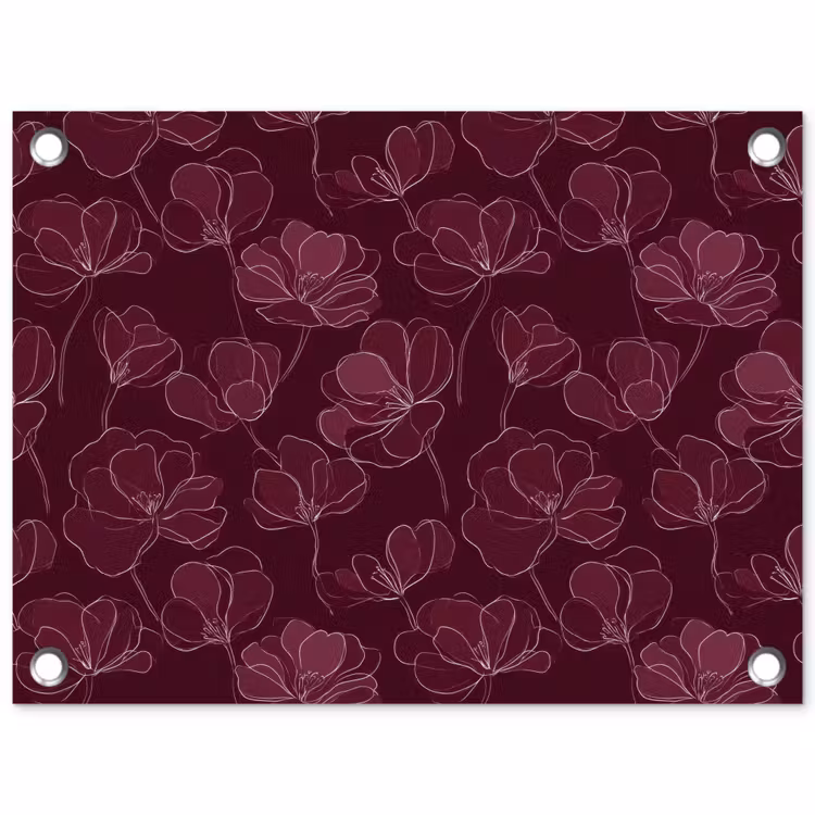 Bloemen - Patroon - Bordeauxrood tuinposter los doek klein 239 -3d