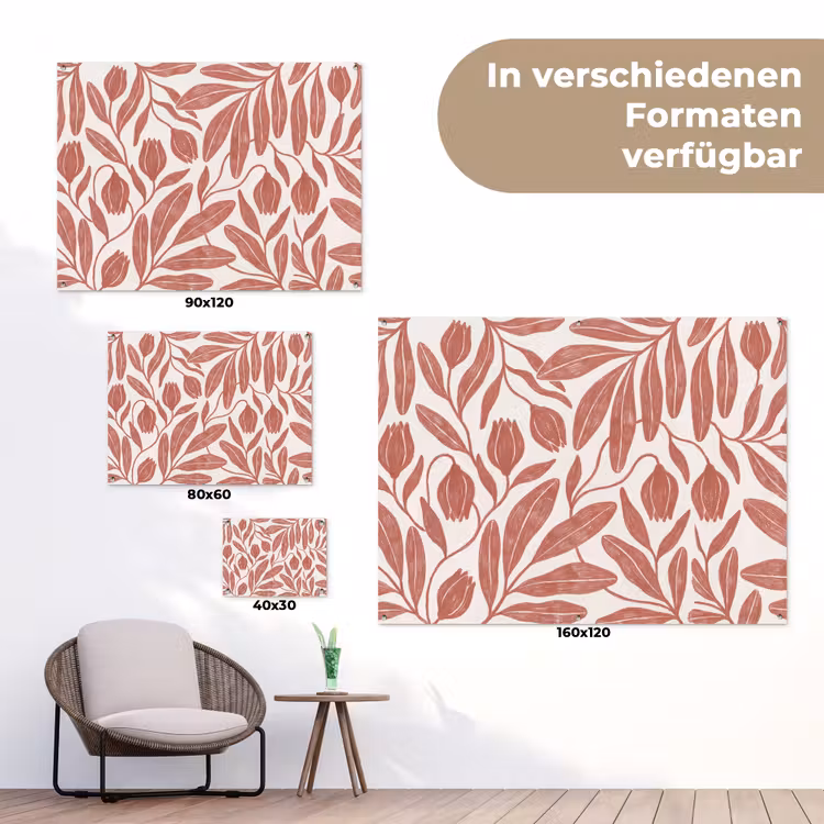 Bloemen - Patroon - Modern - Natuur - Bruin tuinposter los doek klein -Xsfeer9_DE