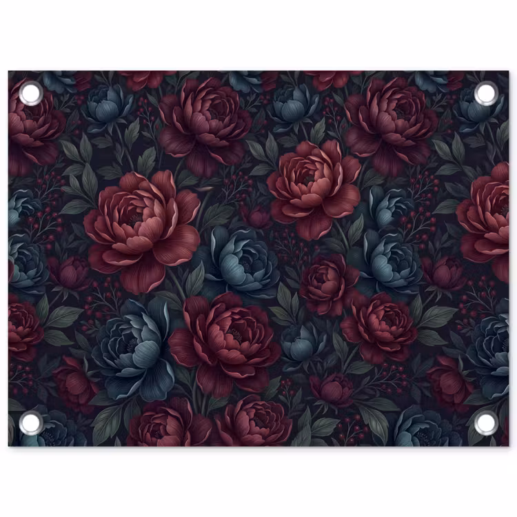Bloemen - Patroon - Natuur - Klassiek - Donker tuinposter los doek klein -3d