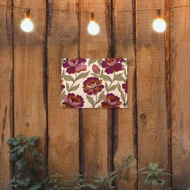 Bloemen - Patroon - Natuur - Modern - Paars tuinposter los doek klein -sfeer1