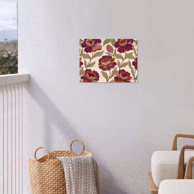 Bloemen - Patroon - Natuur - Modern - Paars tuinposter los doek klein -sfeer8