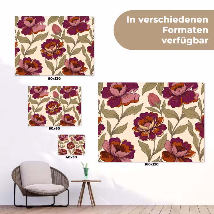 Bloemen - Patroon - Natuur - Modern - Paars tuinposter los doek klein -Xsfeer9_DE