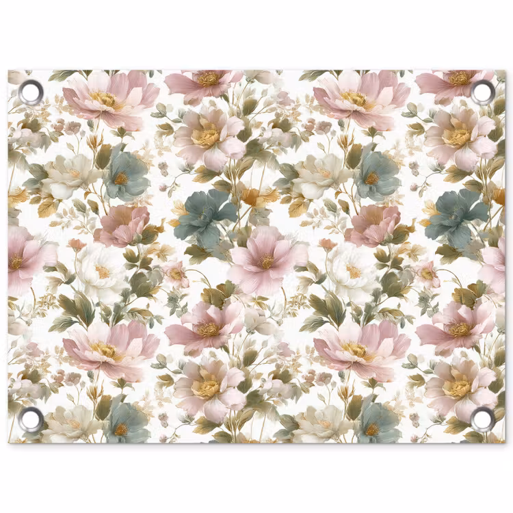 Bloemen - Patroon - Pastel tuinposter los doek klein 239 -3d