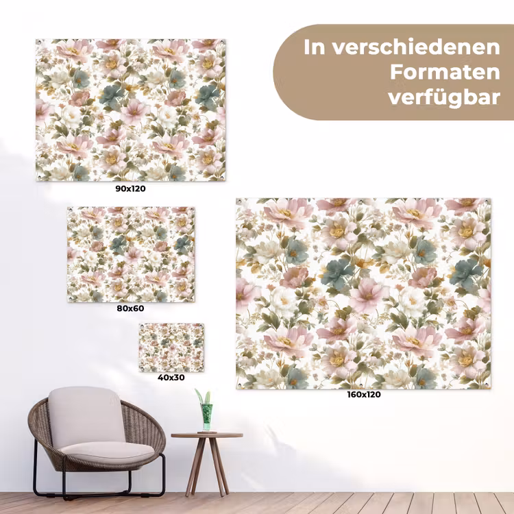Bloemen - Patroon - Pastel tuinposter los doek klein 239 -Xsfeer9_DE