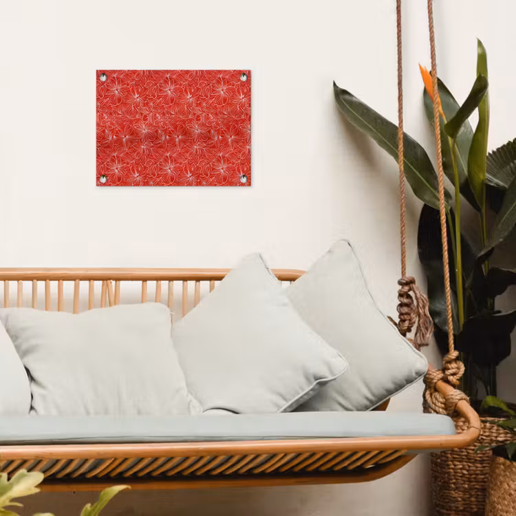Bloemen - Patroon - Rood tuinposter los doek klein 239 -sfeer7