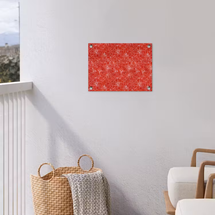 Bloemen - Patroon - Rood tuinposter los doek klein 239 -sfeer8