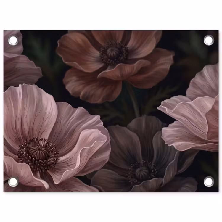 Bloemen - Natuur - Roze - Donker - Modern tuinposter los doek klein -3d