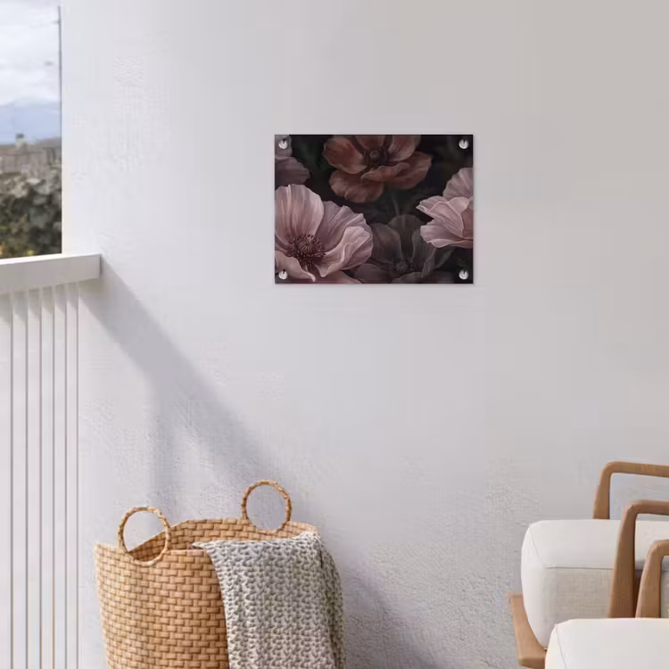 Bloemen - Natuur - Roze - Donker - Modern tuinposter los doek klein -sfeer8