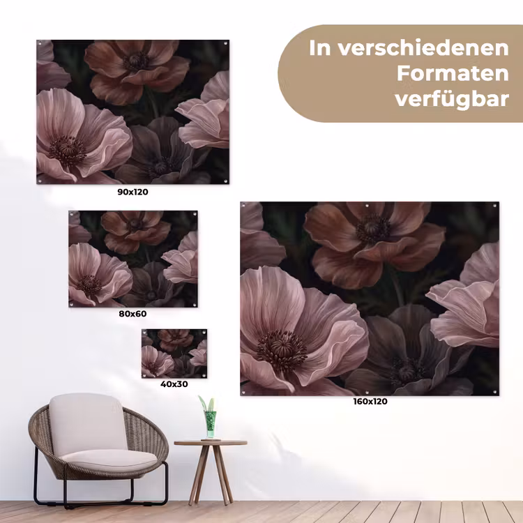 Bloemen - Natuur - Roze - Donker - Modern tuinposter los doek klein -Xsfeer9_DE