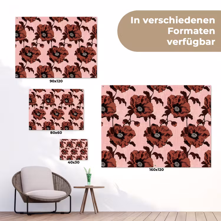 Bloemen - Retro - Rood tuinposter los doek klein 239 -Xsfeer9_DE